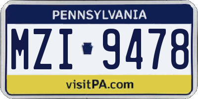 PA license plate MZI9478