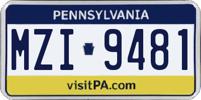 PA license plate MZI9481