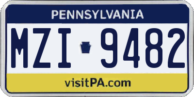 PA license plate MZI9482
