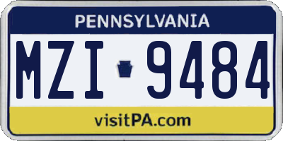 PA license plate MZI9484