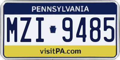 PA license plate MZI9485