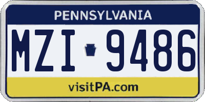 PA license plate MZI9486