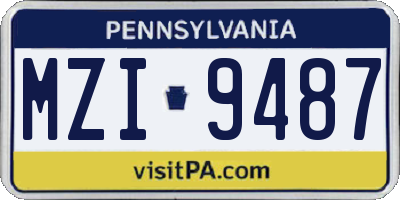 PA license plate MZI9487