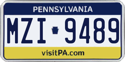 PA license plate MZI9489