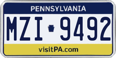 PA license plate MZI9492