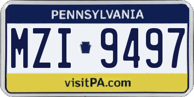 PA license plate MZI9497