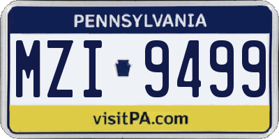 PA license plate MZI9499