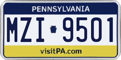 PA license plate MZI9501