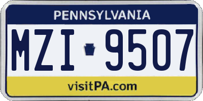 PA license plate MZI9507