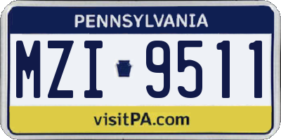 PA license plate MZI9511