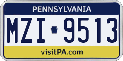PA license plate MZI9513