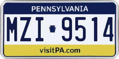 PA license plate MZI9514