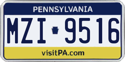 PA license plate MZI9516
