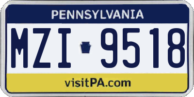 PA license plate MZI9518
