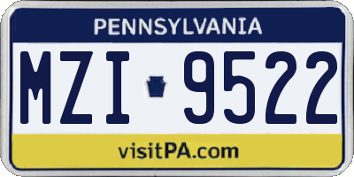 PA license plate MZI9522
