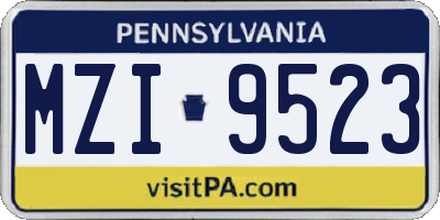 PA license plate MZI9523
