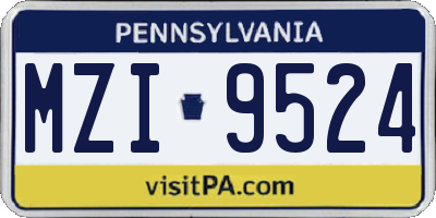 PA license plate MZI9524