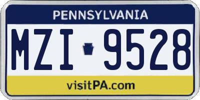 PA license plate MZI9528
