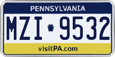 PA license plate MZI9532