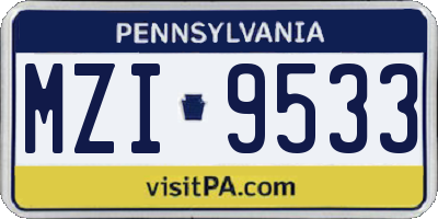 PA license plate MZI9533