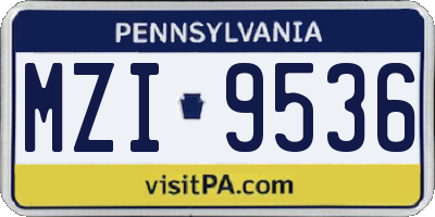 PA license plate MZI9536