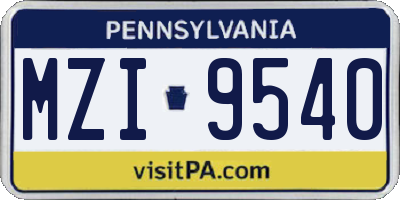 PA license plate MZI9540