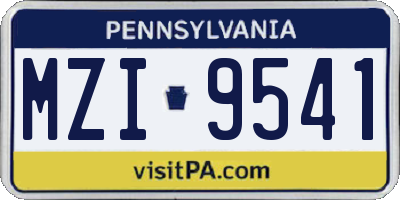 PA license plate MZI9541
