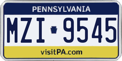 PA license plate MZI9545