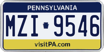 PA license plate MZI9546