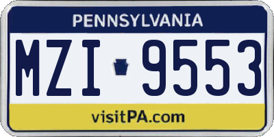PA license plate MZI9553