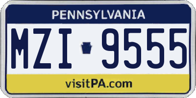 PA license plate MZI9555