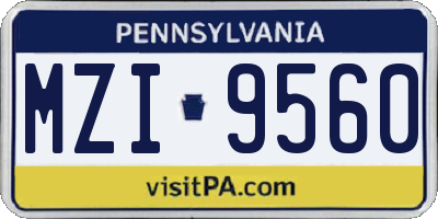PA license plate MZI9560