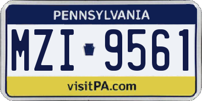 PA license plate MZI9561