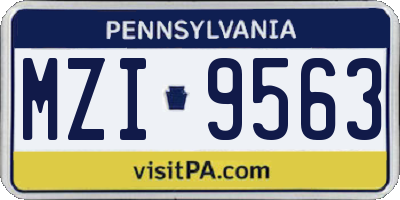 PA license plate MZI9563