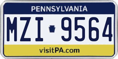 PA license plate MZI9564