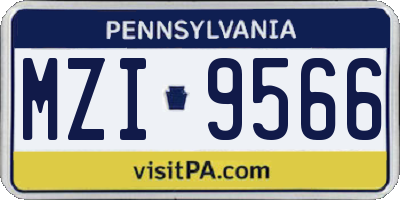 PA license plate MZI9566