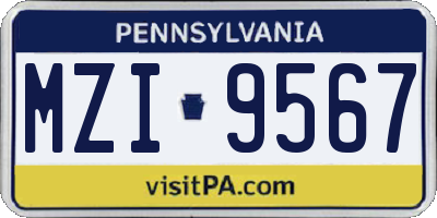 PA license plate MZI9567