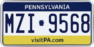 PA license plate MZI9568