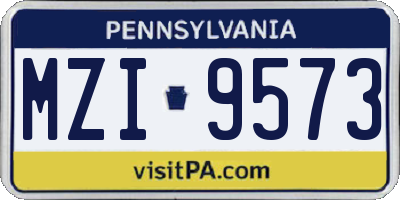 PA license plate MZI9573