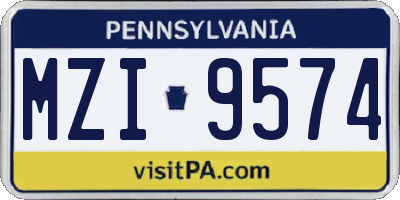 PA license plate MZI9574