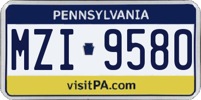 PA license plate MZI9580