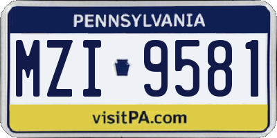 PA license plate MZI9581