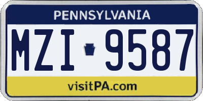PA license plate MZI9587