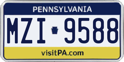 PA license plate MZI9588