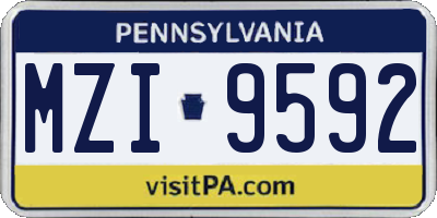 PA license plate MZI9592