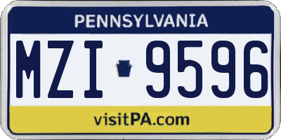 PA license plate MZI9596