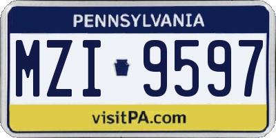 PA license plate MZI9597