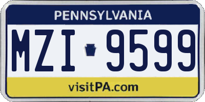 PA license plate MZI9599