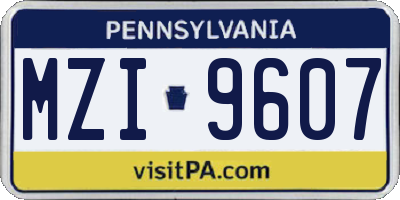 PA license plate MZI9607