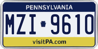 PA license plate MZI9610